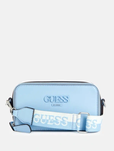 Guess Factory Lewistown Double Zip Crossbody In Blue