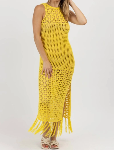 Fore Crochet Fringe Maxi Coverup In Sunshine In Yellow