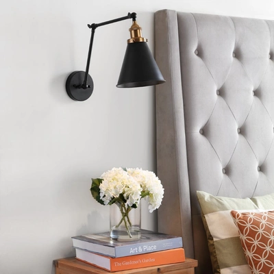 Jonathan Y Rover 7" Adjustable Arm Metal Led Wall Sconce In Black