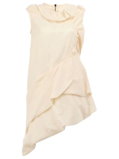 Rick Owens Asymmetric Draped Mini Dress In White
