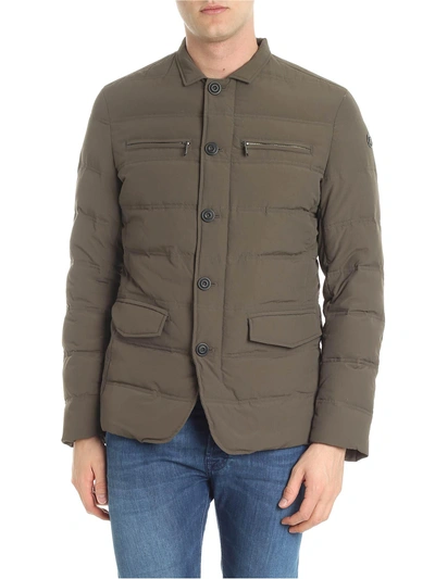 Trussardi Duck Feather Jacket In Military Green