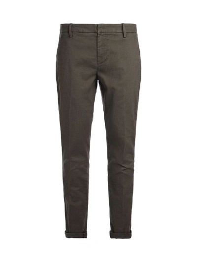 Dondup Gaubert Chino Cut Grey Washed Trousers With Microdots. In Verde