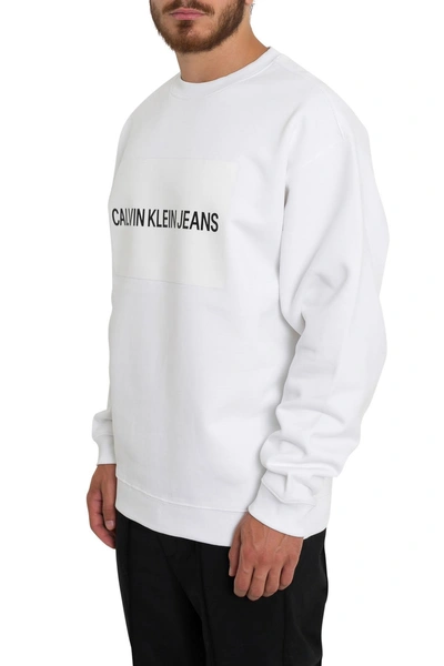 Calvin Klein Jeans Est.1978 Institutional Logo Sweatshirt In Bianco