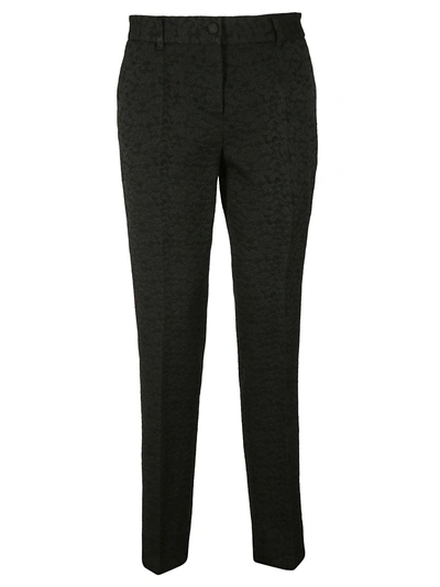 Dolce & Gabbana Brocade Cropped Trousers In Black