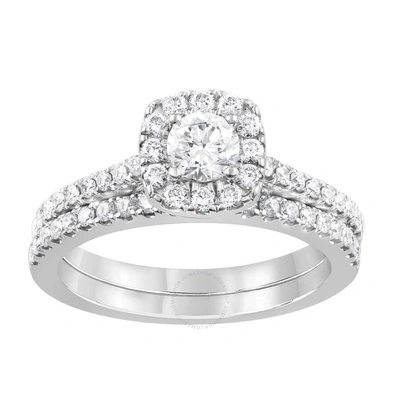 Brilliant Diamond 14k White Gold 1 Cttw Lab Grown Diamond Cushion Bridal Set (g-h