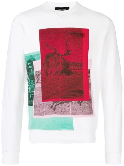Dsquared2 Dance Print Sweatshirt In White