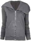 Rick Owens Drkshdw Oversized Hood Zipped Jacket In Grey