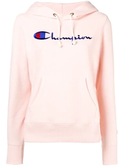 Champion Logo Embroidered Hoodie - Pink