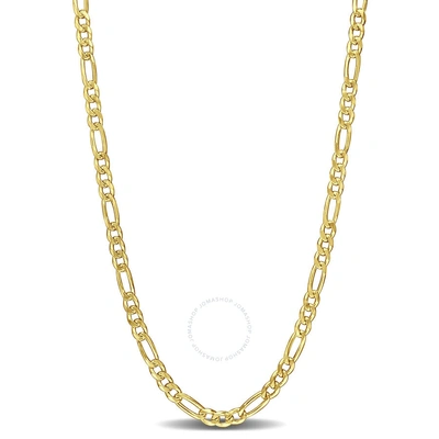 Amour 3.8mm Figaro Chain Necklace In Yellow Plated Sterling Silver In Gold