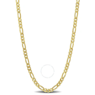 Amour 3.8mm Figaro Chain Necklace In Yellow Plated Sterling Silver