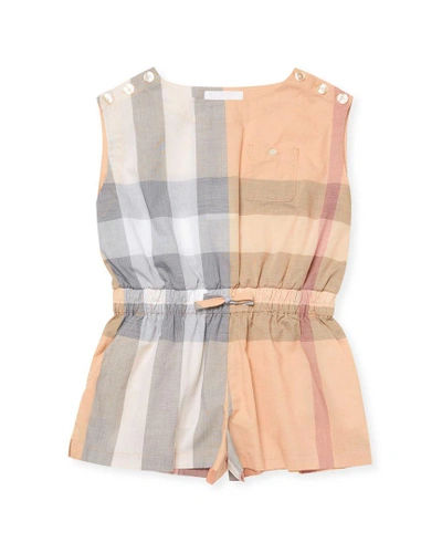 Burberry Little Girl's Plaid Romper In Nocolor