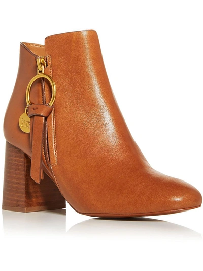 See By Chloé Womens Zipper Almond Toe Ankle Boots In Brown