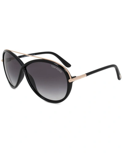 Tom Ford Tamara Oval Sunglasses Ft0454 01b 64 64mm Sunglasses In Nocolor