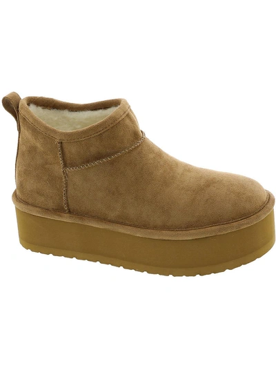 Madden Girl Embracce Womens Faux Suede Platform Ankle Boots In Beige