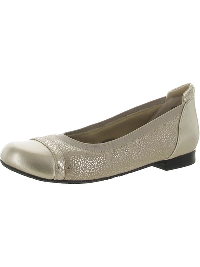 Ros Hommerson Ronnie Womens Toe Cap Ballet Flats In Gold