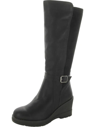 Volatile Cabrillo Womens Faux Leather Platform Mid-calf Boots In Black