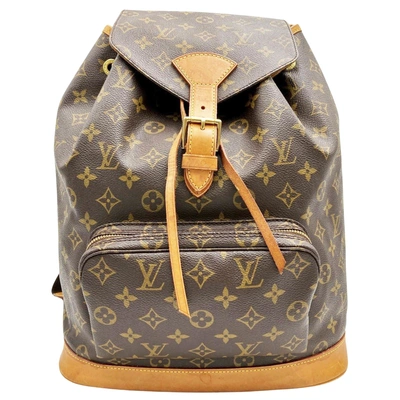 Pre-owned Louis Vuitton Montsouris Leather Backpack Bag () In Brown