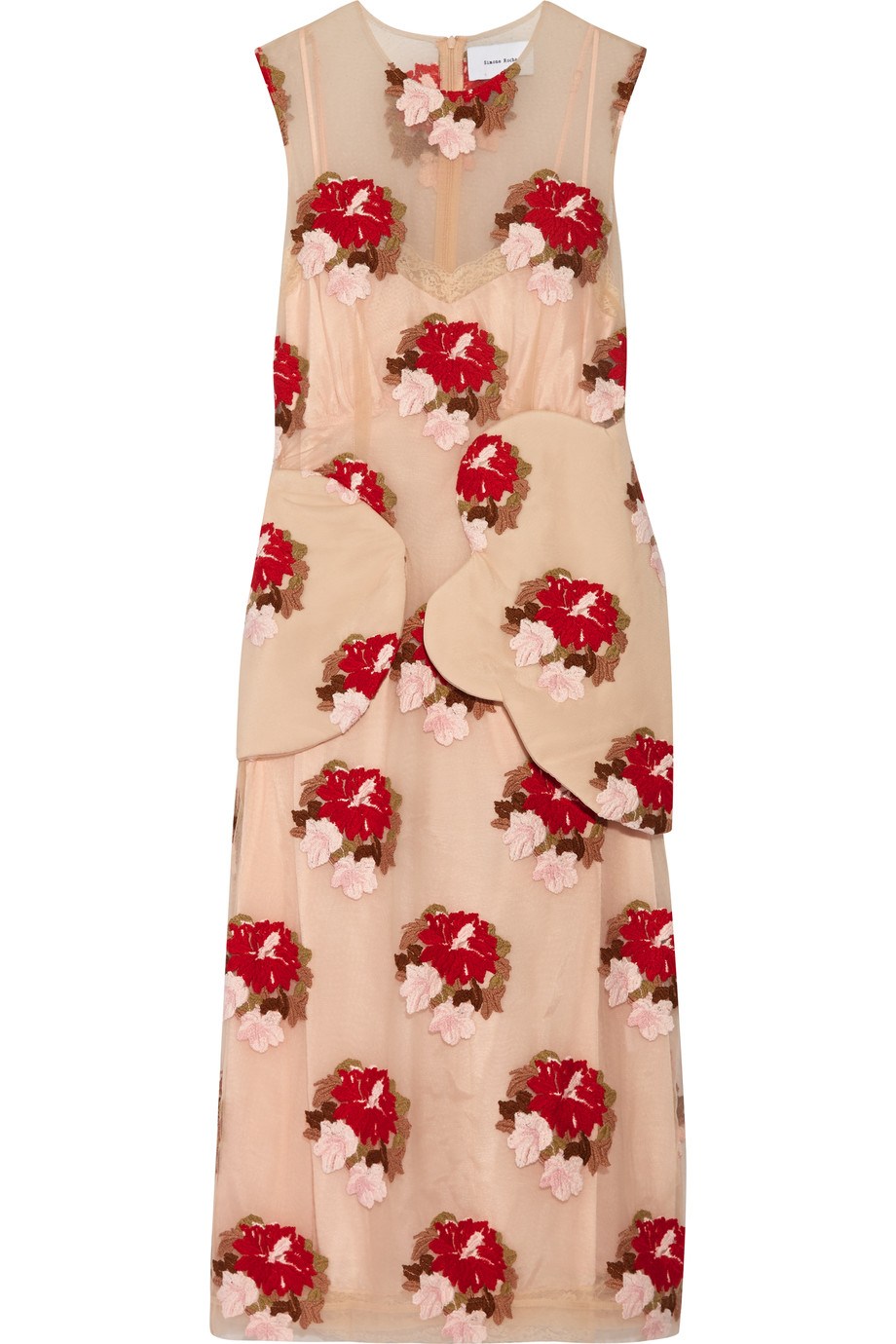 Simone Rocha Embroidered Tulle Midi Dress | ModeSens