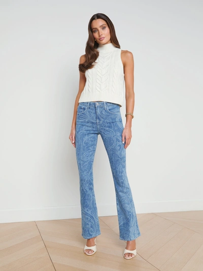 L Agence Stassi Printed Bootcut Jean In Paisley Laser