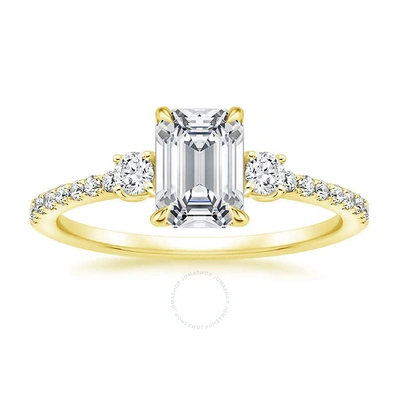 Diamondmuse 2.50 Cttw Emerald Swarovski Gold Tone Sterling Silver Engagement Ring For Women