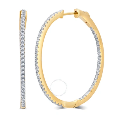 Diamondmuse Yellow Gold Over Sterling Silver Cubic Zirconia Diamond Hoop Earrings For Women