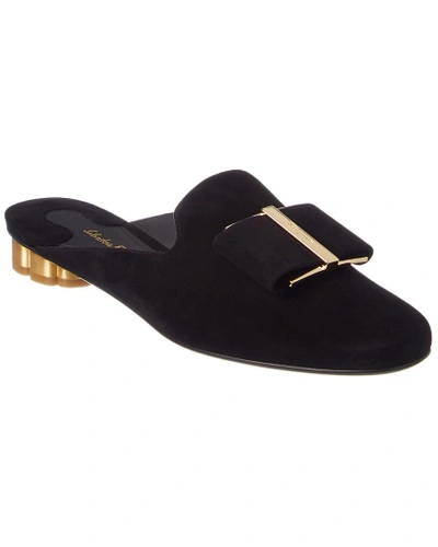 Ferragamo Sciacca Suede Mule In Black