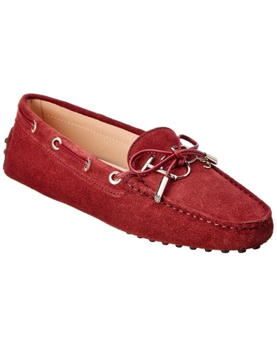 Tod's Gommino Suede Driving Moccasin In Red