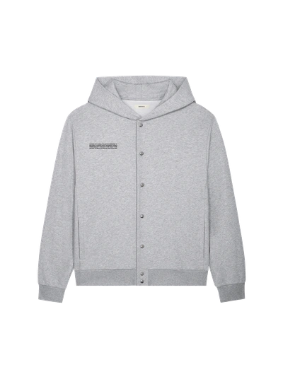 Pangaia 365 Midweight Snap Button Hoodie In Grey Marl