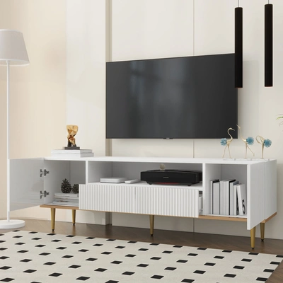Simplie Fun Modern Tv Stand For 70+ Inch Tv In White