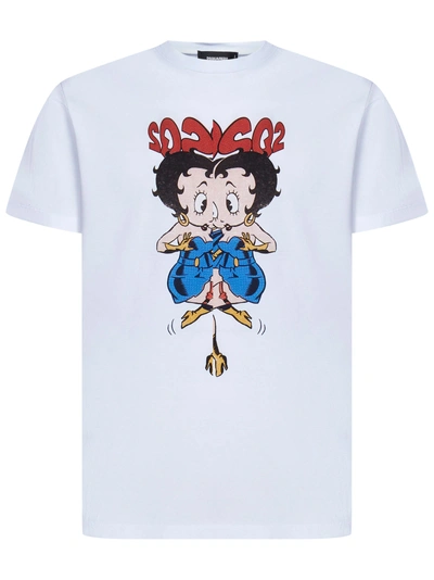 Dsquared2 T-shirt Betty Boop Cool Fit  In Bianco