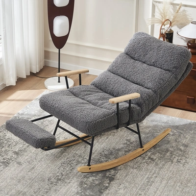Simplie Fun Modern Teddy Gliding Rocking Chair In Gray