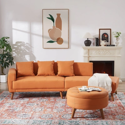 Simplie Fun 107" Contemporary Sofa Stylish Sofa Couch In Orange
