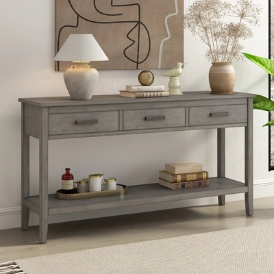 Simplie Fun Contemporary 3-drawer Console Table In Gray