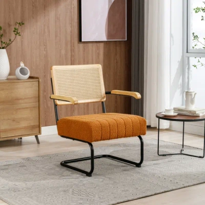 Simplie Fun Accent Chair Modern Industrial Slant Armchair In Orange
