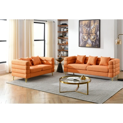 Simplie Fun 3seater + 2seater Combination Sofa. Orange Teddy