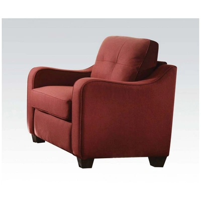 Simplie Fun Cleavon Ii Chair In Red Linen In Burgundy