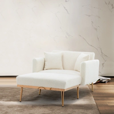 Simplie Fun Chaise Lounge Chair /accent Chair In White