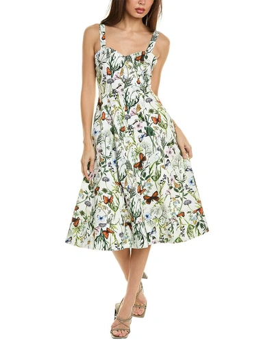 Avec Les Filles Botanical Print A-line Dress In Butterfly