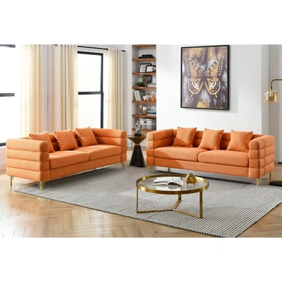 Simplie Fun 3seater + 3seater Combination Sofa. Orange Teddy