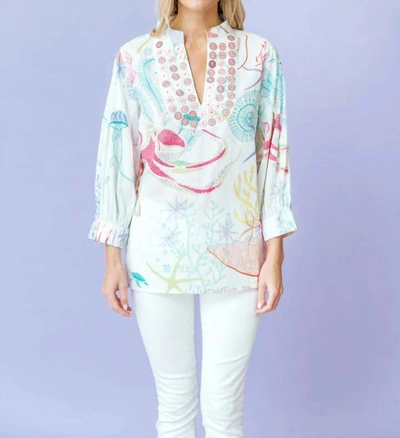 Sheridan French Olive Tunic Top In Under The Sea White In Multi
