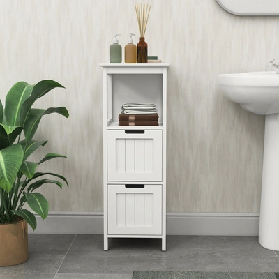 Simplie Fun Bathroom Floor Cabinet In White