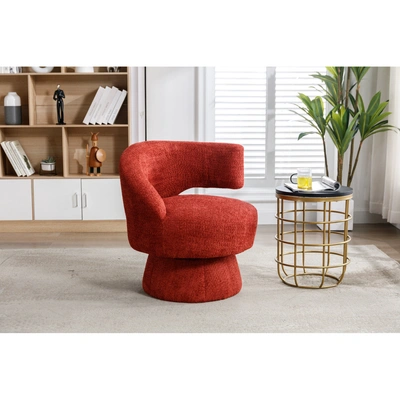 Simplie Fun 360 Degree Swivel Cuddle Barrel Accent Chairs In Red