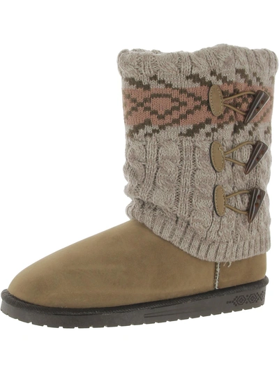 Muk Luks Cheryl Womens Faux Suede Cold Weather Casual Boots In White