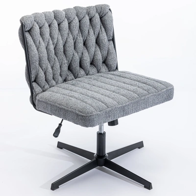 Simplie Fun Armless Office Desk Chair No Wheels In Gray