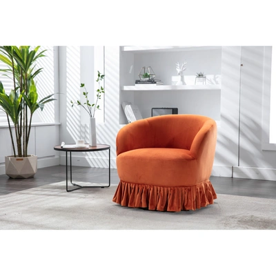 Simplie Fun Swivel Barrel Chair In Orange