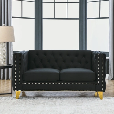 Simplie Fun Velvet Sofa For Living Room In Green
