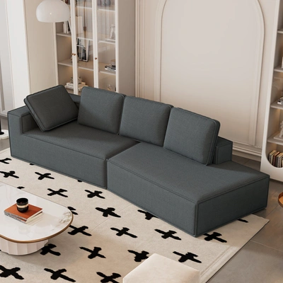 Simplie Fun 125" Stylish Chaise Lounge Modern Indoor Lounge Sofa Sleeper Sofa In Gray