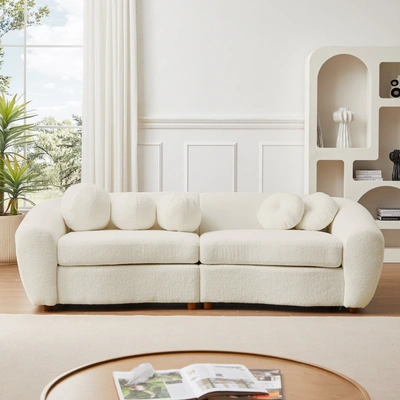 Simplie Fun 87.7" Modern Curved Sofa In Neutral