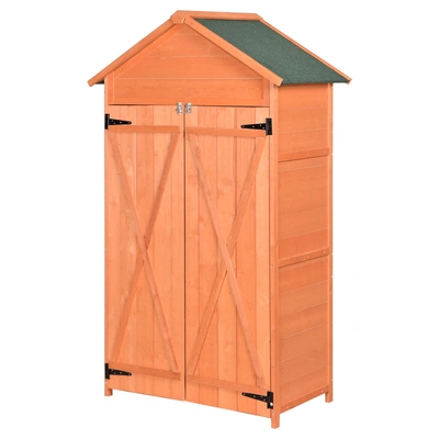 Simplie Fun Outdoor Storage Shed Wood Tool Shed Waterproof Garden Storage Cabinet In Orange