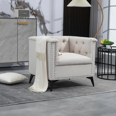 Simplie Fun Accent Chair Living Room Chairs Single Sofa Chair In White